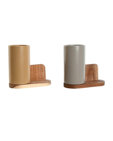 Contenitore per Utensili da Cucina Home ESPRIT Acacia Dolomite 20 x 9,5 x 18,5 cm (2 Unità)