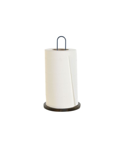 Portarotolo di Carta da Cucina Home ESPRIT Beige Grigio Marrone scuro Metallo Legno d'albero della gomma 15 x 15 x 31 cm (2 Unit