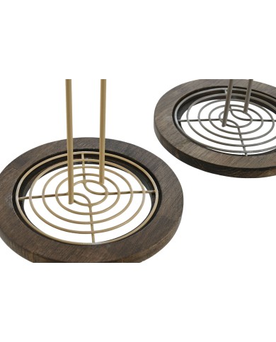 Portarotolo di Carta da Cucina Home ESPRIT Beige Grigio Marrone scuro Metallo Legno d'albero della gomma 15 x 15 x 31 cm (2 Unit