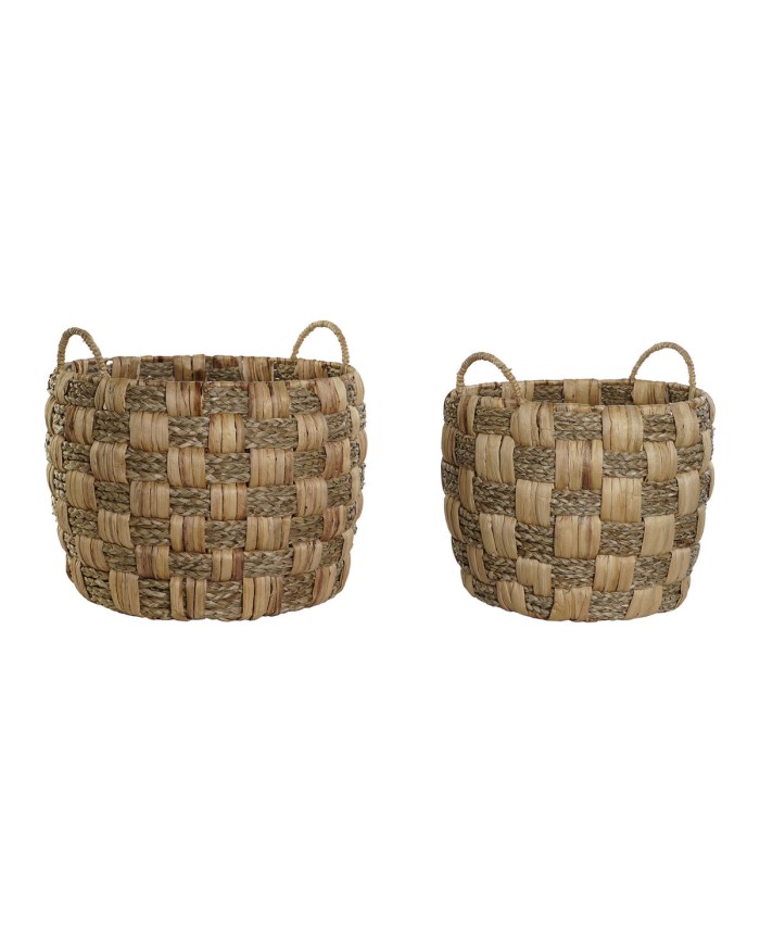 Set di Cestini Home ESPRIT Naturale Erba di mare Fibra naturale Boho 43 x 43 x 39 cm (2 Pezzi)