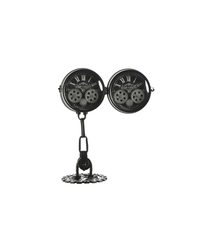 Orologio da Tavolo Home ESPRIT Bianco Nero Argentato Metallo Cristallo 18 x 17 x 40,5 cm