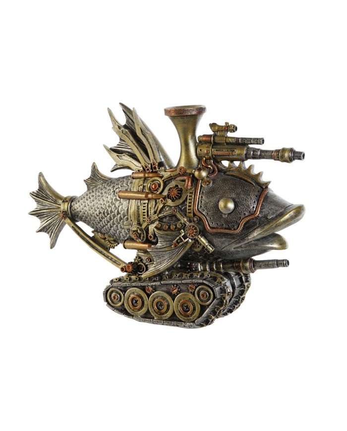 Statua Decorativa Home ESPRIT Grigio Multicolore Pesce 31,5 x 9 x 22 cm