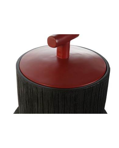 Vaso Home ESPRIT Nero Rosso Resina Orientale 22 x 22 x 25 cm Vaso Home ESPRIT Nero Rosso Resina Orientale 22 x 22 x 25 cm