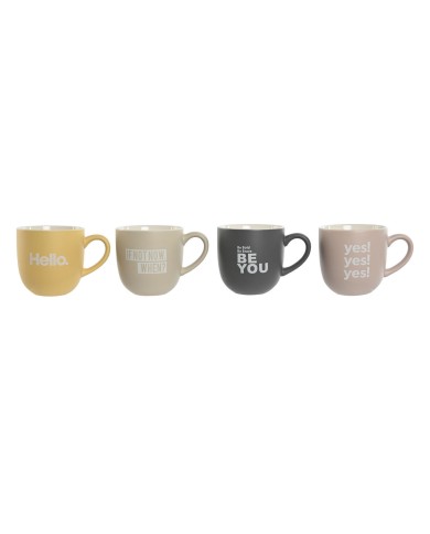 Set di 4 Tazze Mug Home ESPRIT Giallo Beige Grigio Rosa Porcellana 410 ml 13 x 9 x 9,4 cm Set di 4 Tazze Mug Home ESPRIT Giallo Beige Grigio Rosa Porcellana 410 ml 13 x 9 x 9,4 cm