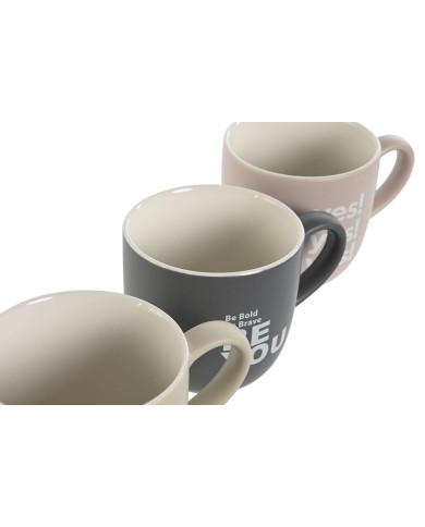 Set di 4 Tazze Mug Home ESPRIT Giallo Beige Grigio Rosa Porcellana 410 ml 13 x 9 x 9,4 cm Set di 4 Tazze Mug Home ESPRIT Giallo Beige Grigio Rosa Porcellana 410 ml 13 x 9 x 9,4 cm