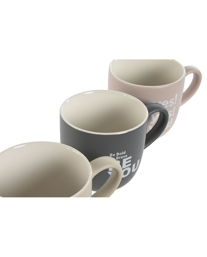Set di 4 Tazze Mug Home ESPRIT Giallo Beige Grigio Rosa Porcellana 410 ml 13 x 9 x 9,4 cm