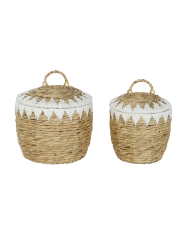Set di Cestini Home ESPRIT Bianco Naturale Fibra naturale Boho 35 x 35 x 37 cm (2 Pezzi) Set di Cestini Home ESPRIT Bianco Naturale Fibra naturale Boho 35 x 35 x 37 cm (2 Pezzi)