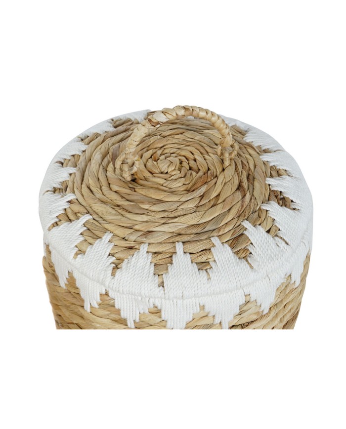 Set di Cestini Home ESPRIT Bianco Naturale Fibra naturale Boho 35 x 35 x 37 cm (2 Pezzi)