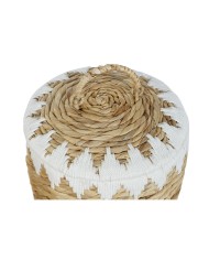 Set di Cestini Home ESPRIT Bianco Naturale Fibra naturale Boho 35 x 35 x 37 cm (2 Pezzi)
