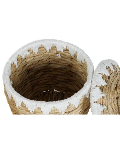 Set di Cestini Home ESPRIT Bianco Naturale Fibra naturale Boho 35 x 35 x 37 cm (2 Pezzi)