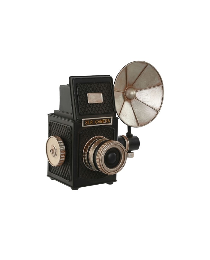 Statua Decorativa Home ESPRIT Nero Argentato Fotocamera Vintage 26 x 16 x 24 cm
