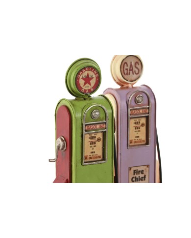 Statua Decorativa Home ESPRIT Magenta Pistacchio Vintage gasolinera 7 x 4 x 17 cm (2 Unità)