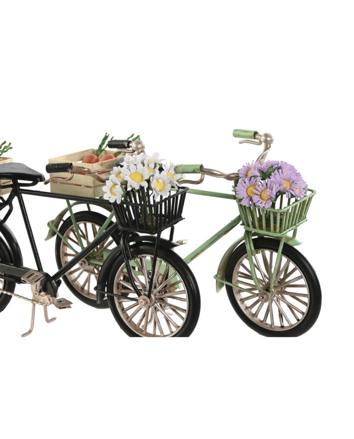 Statua Decorativa Home ESPRIT Nero Menta Bicicletta Vintage 24 x 9 x 13 cm (2 Unità)