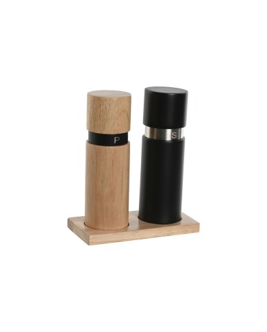 Set Sale e Pepe Home ESPRIT Nero Naturale Acciaio inossidabile Legno d'albero della gomma 14 x 7 x 16,5 cm