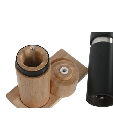 Set Sale e Pepe Home ESPRIT Nero Naturale Acciaio inossidabile Legno d'albero della gomma 14 x 7 x 16,5 cm