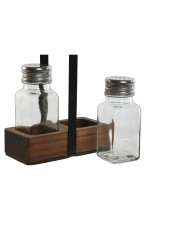 Set Sale e Pepe Home ESPRIT Nero Cristallo Legno di acacia 12 x 6 x 17,5 cm