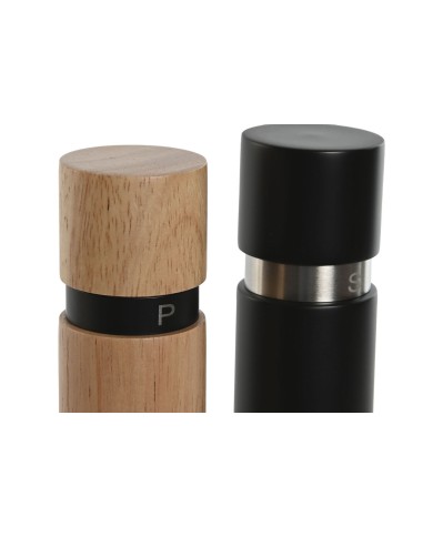 Set Sale e Pepe Home ESPRIT Nero Naturale Acciaio inossidabile Legno d'albero della gomma 14 x 7 x 16,5 cm