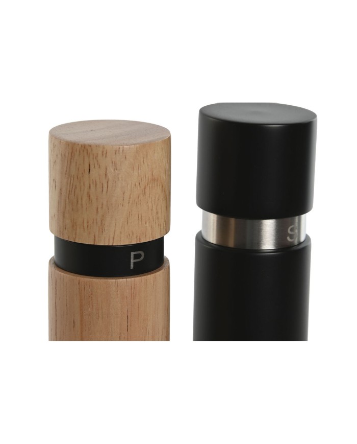 Set Sale e Pepe Home ESPRIT Nero Naturale Acciaio inossidabile Legno d'albero della gomma 14 x 7 x 16,5 cm