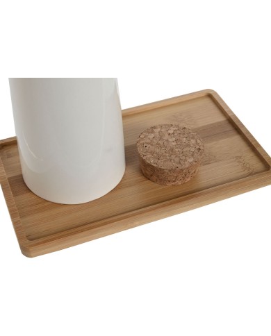 Set olio e aceto Home ESPRIT Bianco Bambù Gres 20,6 x 12 x 18 cm