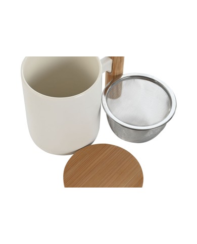Tazza con Filtro per Infusioni Home ESPRIT Bianco Acciaio inossidabile Porcellana 360 ml Tazza con Filtro per Infusioni Home ESPRIT Bianco Acciaio inossidabile Porcellana 360 ml