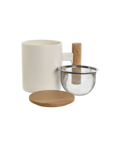 Tazza con Filtro per Infusioni Home ESPRIT Bianco Acciaio inossidabile Porcellana 360 ml Tazza con Filtro per Infusioni Home ESPRIT Bianco Acciaio inossidabile Porcellana 360 ml