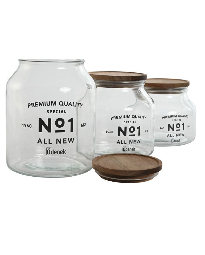 Set di 3 Barattoli Home ESPRIT Naturale Cristallo Acacia 1,5 L 2 L 3 L 16 x 16 x 21 cm Set di 3 Barattoli Home ESPRIT Naturale Cristallo Acacia 1,5 L 2 L 3 L 16 x 16 x 21 cm