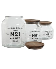 Set di 3 Barattoli Home ESPRIT Naturale Cristallo Acacia 1,5 L 2 L 3 L 16 x 16 x 21 cm Set di 3 Barattoli Home ESPRIT Naturale Cristallo Acacia 1,5 L 2 L 3 L 16 x 16 x 21 cm