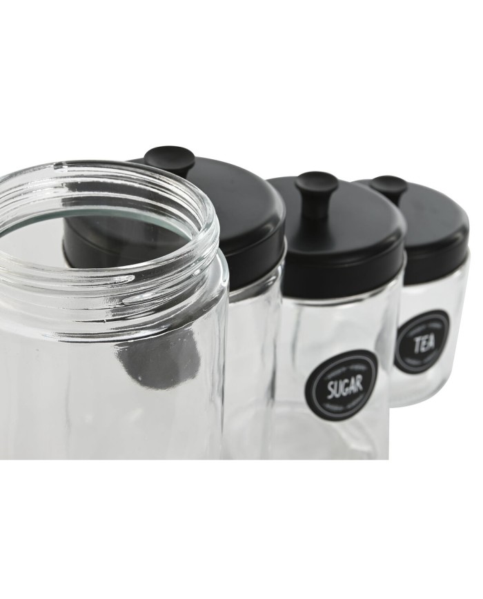 Set di 4 Barattoli Home ESPRIT Nero Metallo Cristallo 1 L 1,5 L 1,8 L 10,4 x 10,4 x 26,4 cm Set di 4 Barattoli Home ESPRIT Nero Metallo Cristallo 1 L 1,5 L 1,8 L 10,4 x 10,4 x 26,4 cm