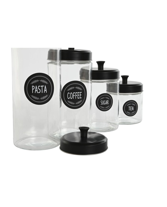 Set di 4 Barattoli Home ESPRIT Nero Metallo Cristallo 1 L 1,5 L 1,8 L 10,4 x 10,4 x 26,4 cm Set di 4 Barattoli Home ESPRIT Nero Metallo Cristallo 1 L 1,5 L 1,8 L 10,4 x 10,4 x 26,4 cm