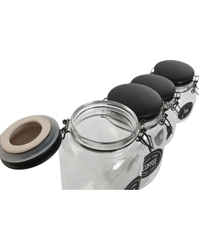 Set di 4 Barattoli Home ESPRIT Nero Metallo Cristallo 2 L 11,4 x 11,4 x 26,7 cm Set di 4 Barattoli Home ESPRIT Nero Metallo Cristallo 2 L 11,4 x 11,4 x 26,7 cm