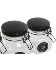 Set di 4 Barattoli Home ESPRIT Nero Metallo Cristallo 2 L 11,4 x 11,4 x 26,7 cm