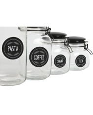 Set di 4 Barattoli Home ESPRIT Nero Metallo Cristallo 2 L 11,4 x 11,4 x 26,7 cm