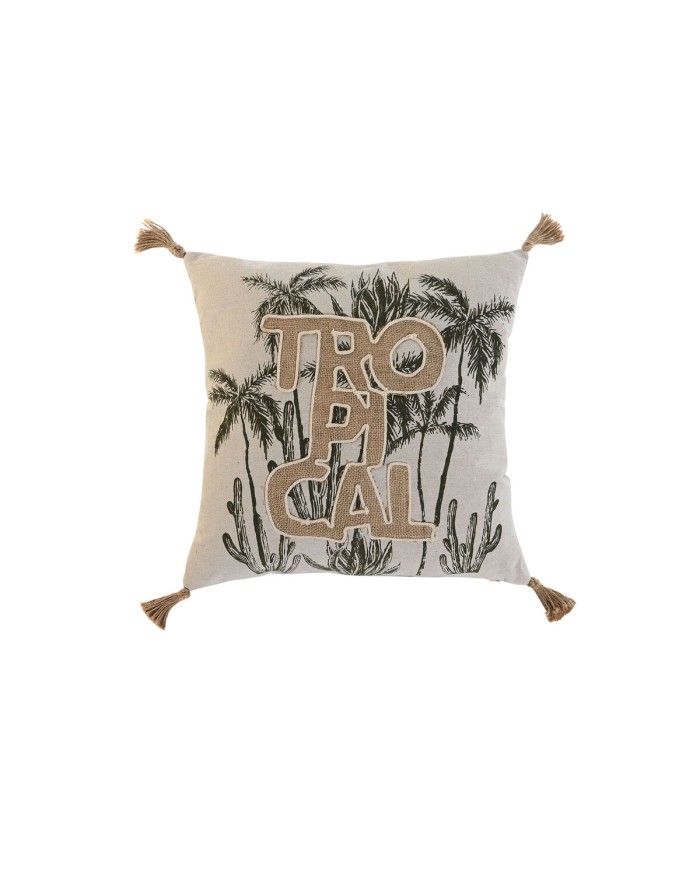 Cuscino Home ESPRIT Beige Naturale Tropicale Boho 45 x 5 x 45 cm