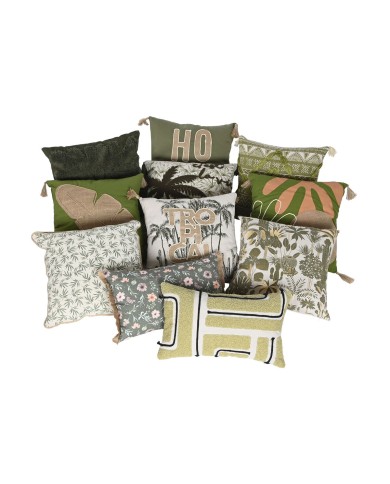 Cuscino Home ESPRIT Beige Naturale Tropicale Boho 45 x 5 x 45 cm