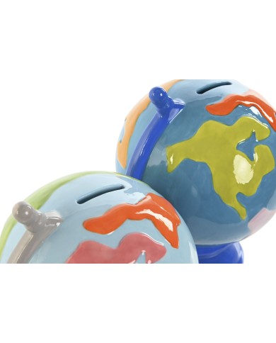 Salvadanaio Home ESPRIT Dolomite Mappamondo 14,5 x 13,5 x 19 cm (2 Unità)