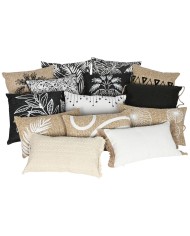 Cuscino Home ESPRIT Bianco Nero Palma 42 x 15 x 42 cm