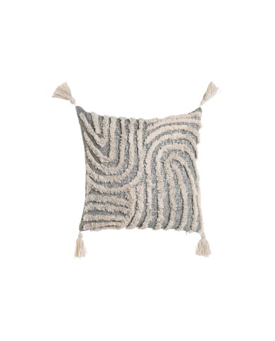 Cuscino Home ESPRIT Bianco Grigio Nappe Boho 45 x 15 x 45 cm Cuscino Home ESPRIT Bianco Grigio Nappe Boho 45 x 15 x 45 cm