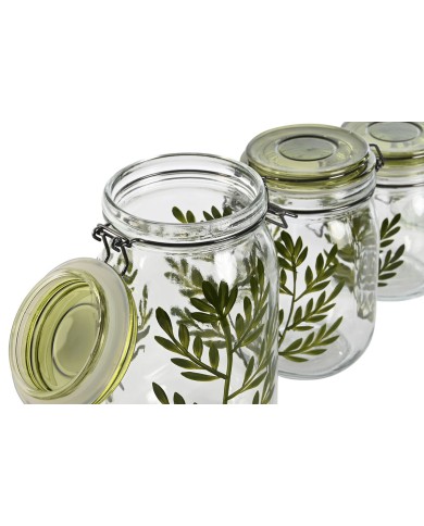 Set di 4 Barattoli Home ESPRIT Verde Cristallo Ferro 1,5 L 11,3 x 11,3 x 21,7 cm