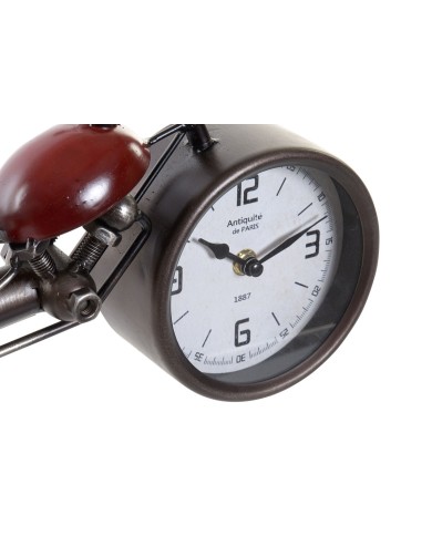 Orologio da Tavolo Home ESPRIT Rosso Metallo Cristallo Legno MDF Moto Vintage 32,5 x 10 x 18 cm