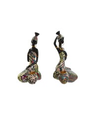Statua Decorativa Home ESPRIT Multicolore Africana 10 x 7,5 x 38,5 cm (2 Unità)
