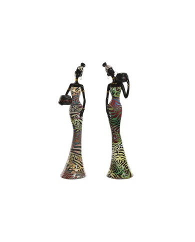 Statua Decorativa Home ESPRIT Multicolore Africana 10 x 7,5 x 38,5 cm (2 Unità) Statua Decorativa Home ESPRIT Multicolore Africana 10 x 7,5 x 38,5 cm (2 Unità)