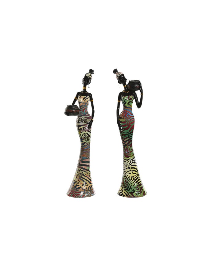 Statua Decorativa Home ESPRIT Multicolore Africana 10 x 7,5 x 38,5 cm (2 Unità)
