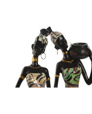 Statua Decorativa Home ESPRIT Multicolore Africana 10 x 7,5 x 38,5 cm (2 Unità)
