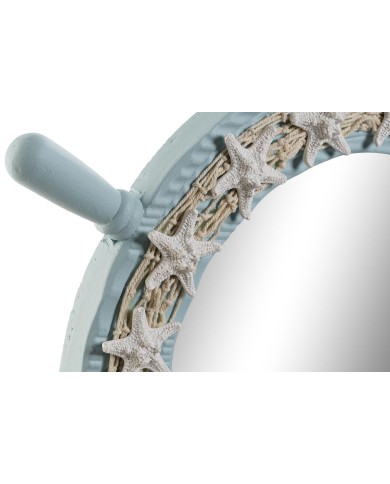 Specchio da parete Home ESPRIT Blu cielo Mediterraneo 42,5 x 3 x 42,5 cm