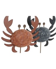 Statua Decorativa Home ESPRIT Azzurro Rosso Naturale Granchio 17,5 x 6 x 29 cm (2 Unità)