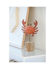Statua Decorativa Home ESPRIT Azzurro Rosso Naturale Granchio 17,5 x 6 x 29 cm (2 Unità)