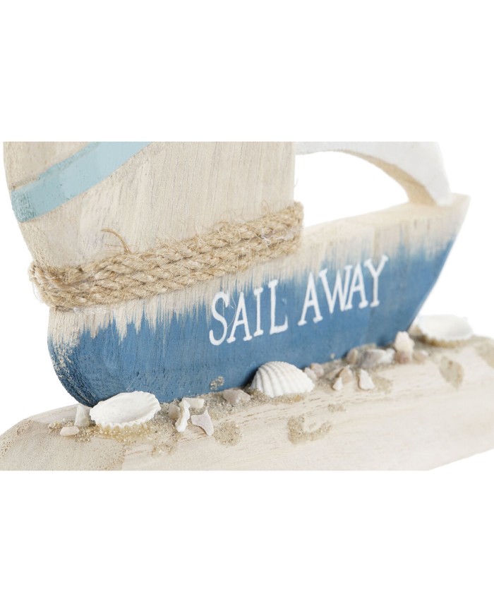 Statua Decorativa Home ESPRIT Azzurro Rosso Naturale Barca a vela 15 x 4,5 x 23,5 cm (2 Unità)