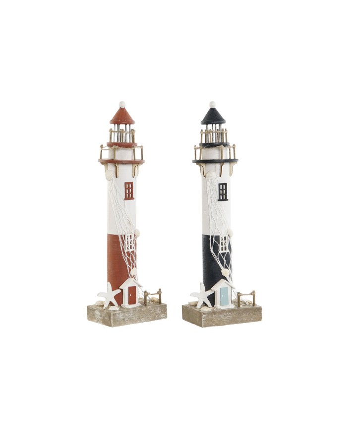 Statua Decorativa Home ESPRIT Azzurro Bianco Rosso 11 x 7,5 x 36,5 cm (2 Unità)