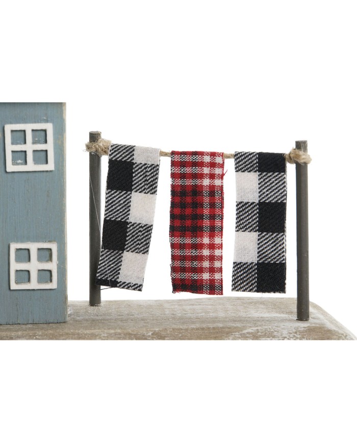 Statua Decorativa Home ESPRIT Azzurro Rosso Multicolore Case 25,5 x 9 x 13,5 cm (2 Unità)