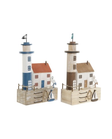 Statua Decorativa Home ESPRIT Azzurro Rosso Multicolore 17 x 8,5 x 30 cm (2 Unità)